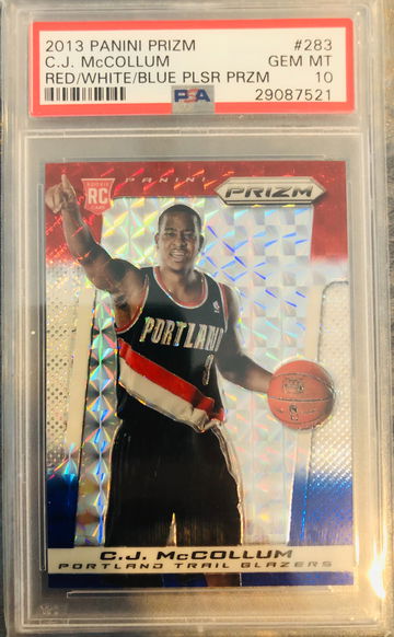 CJ McCollum Prizm Rookie Red White Blue Pulsar 2013 PSA 10 #283