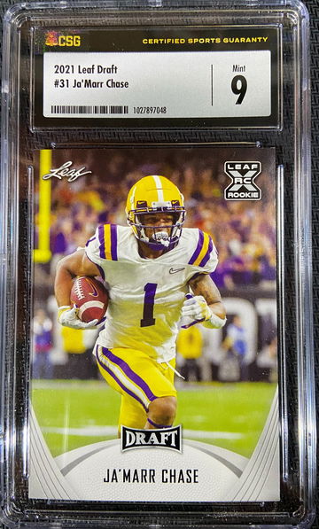 2021 Leaf Draft ROOKIE Ja'Marr Chase CSG 9 MINT!!