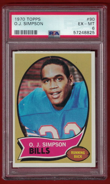 1970 TOPPS O.J. SIMPSON ( BILLS ) PSA 6 ROOKIE CARD RC #90!