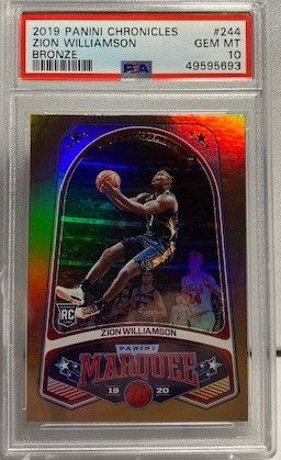 2019 Panini Chronicles Marquee Bronze Zion Williamson #244 PSA 10 Gem Mint Rookie RC