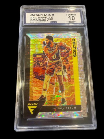 2020 Flux | Jayson Tatum | Silver Pulsar Prizm | CCG 10