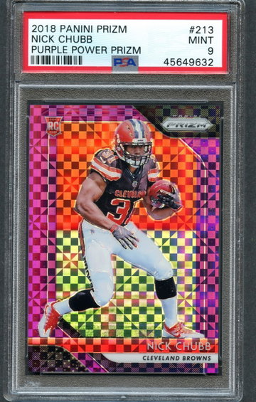 2018 Prizm Purple Power /49 NICK CHUBB RC #213 PSA 9