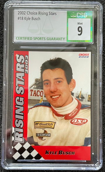 2002 Choice Rising Stars Kyle Busch ROOKIE CARD #18 CSG 9 MINT