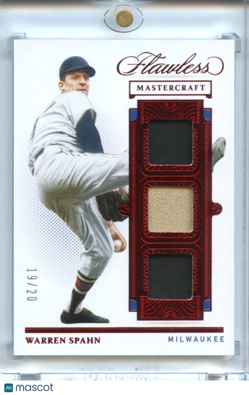 Warren Spahn 2021 Flawless Game Worn Jersey Patch Milwaukee Braves 19/20