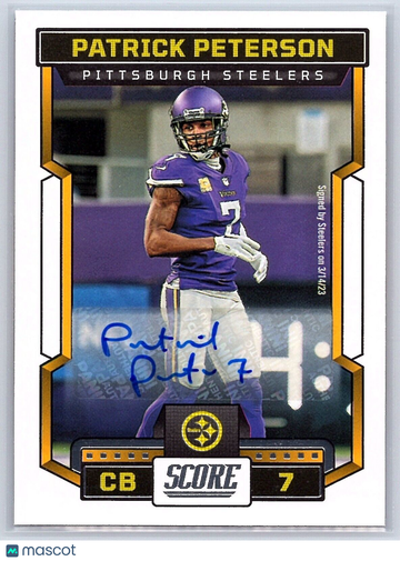 2023 Panini Patrick Peterson #117 Signatures Parallel/Variety Score Pittsburgh Steelers