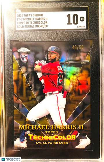 2023 Topps Chrome MICHAEL HARRIS Technicolor GOLD Refractor SP /50 SGC 10 POP 3
