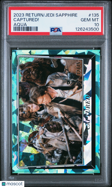 2023 Topps Chrome Sapphire Star Wars Return Of The Jedi Captured! #135 Aqua PSA 10