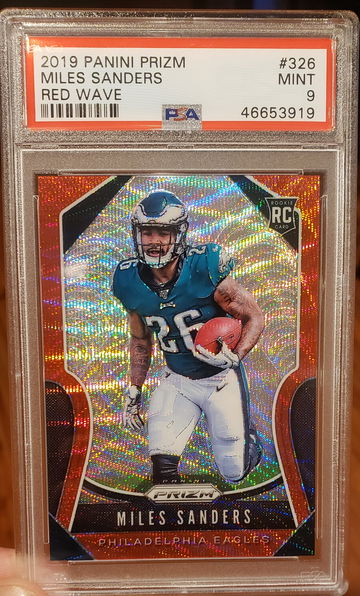 Miles Sanders RC 2019 Prizm #326 Red Wave /149 PSA 9