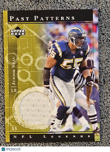 2001 Upper Deck NFL Legends Past Patterns Junior Seau #PP-JS Game-Used Jersey