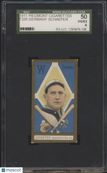 1911 Piedmont Cigarettes (T205) Germany Schaefer SGC 4