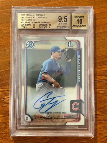 2015 Bowman Chrome Gleyber Torres Refractor Auto /499 BGS 9.5/10