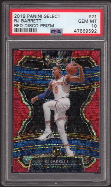 RJ Barrett 2019 Select #21 Red Disco Prizm 41/49 PSA 10