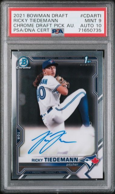 2021 TOPPS BOWMAN DRAFT 1ST ROOKIE RICKY TIEDEMANN #CDARTI PSA 9