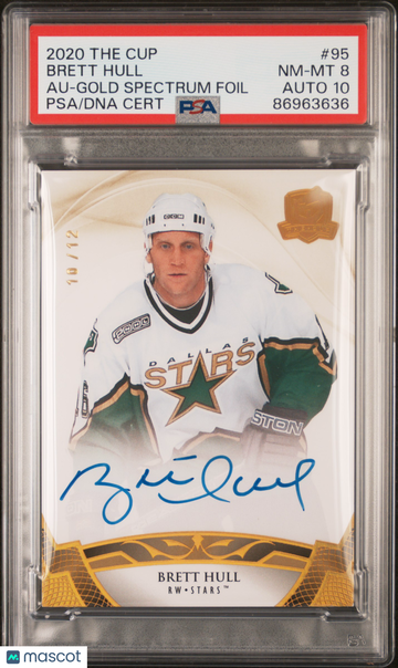 2020-21 Upper Deck The Cup Brett Hull #95 Auto Gold Spectrum Foil /12 PSA 8 Auto 10