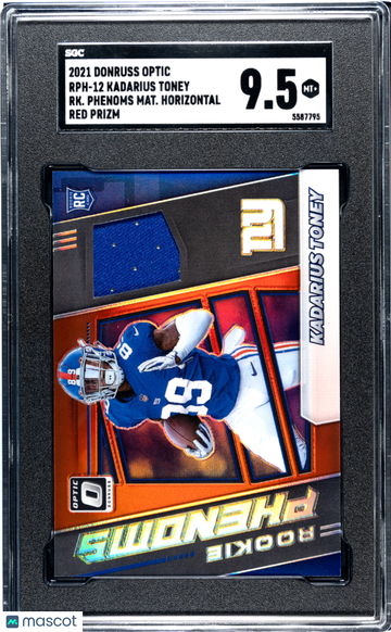 2021 Donruss Optic Kadarius Toney #RPH-12 Rookie Phenoms Mat. Horizontal Red Prizm Rookie SGC 9.5