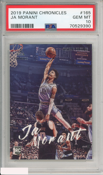 2019 PANINI CHRONICLES JA MORANT #165 ROOKIE GRIZZLIES RC PSA 10 GEM MT