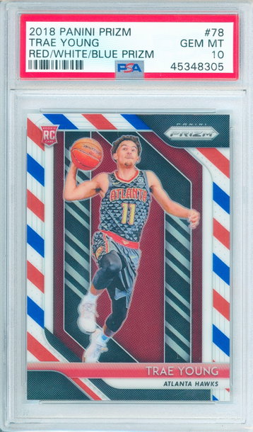 Trae Young 2018 Prizm Red, White, Blue PSA 10 #8305