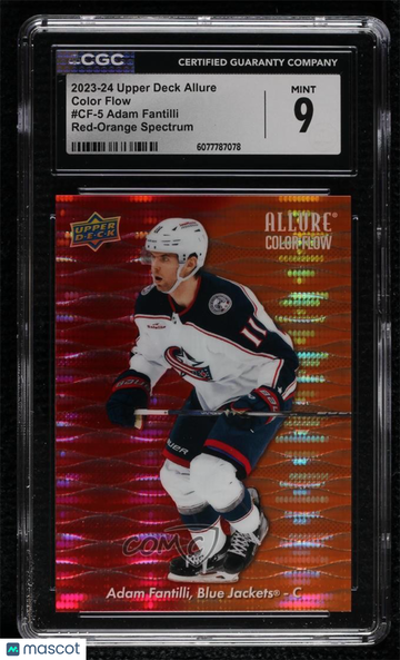 2023-24 Upper Deck Allure - Color Flow - Red Orange Spectrum Adam Fantilli #CF-5 Red Orange Spectrum Color Flow CGC 9