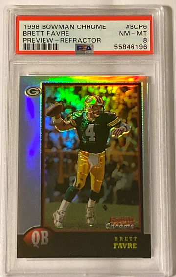 Bowman chrome Brett Favre preview refractor PSA-8