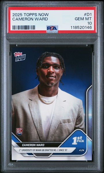 2025 TOPPS NOW DRAFT NIGHT CAMERON WARD #D1 RC ROOKIE PSA 10