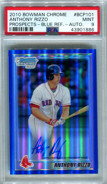 2010 Bowman Chrome Anthony Rizzo blue auto ref /150 PSA 9