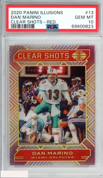 2020 PANINI ILLUSIONS CLEAR SHOTS DAN MARINO #13 RED 75 OF 149 HOF PSA 10 GEM MT