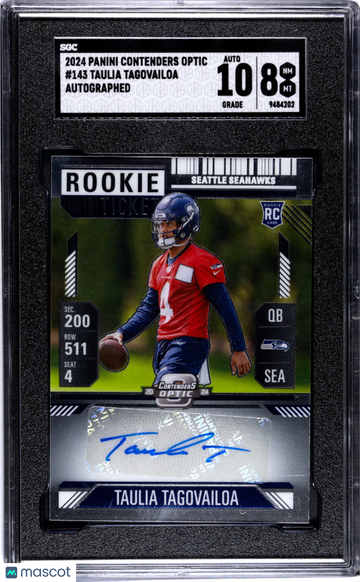 2024 Panini Contenders Optic Taulia Tagovailoa #143 Autograph SGC 8 Auto 10