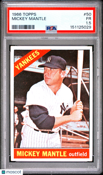 1966 Topps Mickey Mantle #50 HOF PSA 1.5