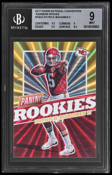 2017 Panini National Convention Patrick Mahomes II Rainbow Spokes BGS 9 RC