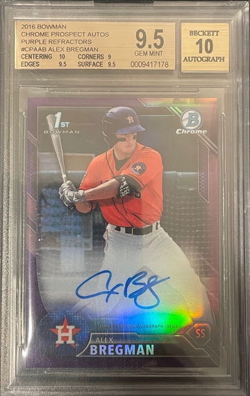 2016 Bowman Chrome Alex Bregman Prospects Purple Rookie Auto RC #/250