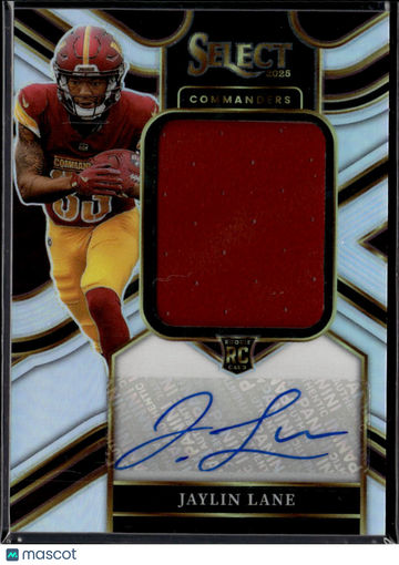 Jaylin Lane 2026 Panini Select Prizm RC Jumbo Rookie Signature Swatches Memorabilia Auto /249 Washington Commanders