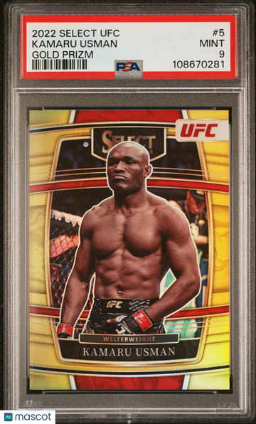 2022 Panini Select UFC Kamaru Usman #5 Gold Prizm PSA 9