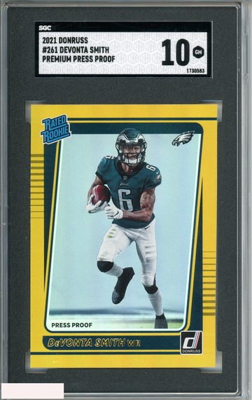 2021 DONRUSS DEVONTA SMITH #261 PREMIUM PRESS PROOF ROOKIE RC SGC 10 GM