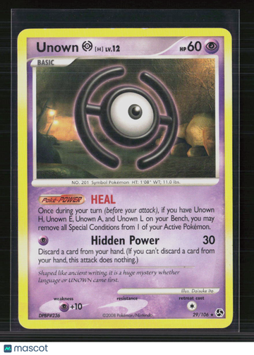 Pokemon 2012 Legends Awakened Unown H #29/106