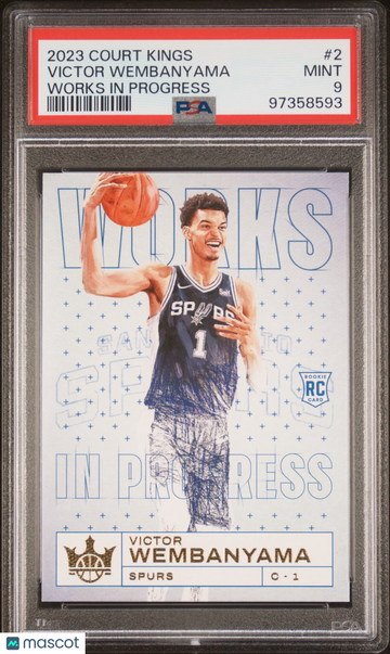 2023 Panini Court Kings Works In Progress Victor Wembanyama #2 Works in Progress Rookie Insert RC PSA 9