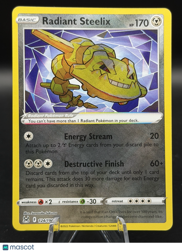 Pokemon 2022 Lost Origin Radiant Steelix Radiant Rare #124/196 - Near Mint or Better