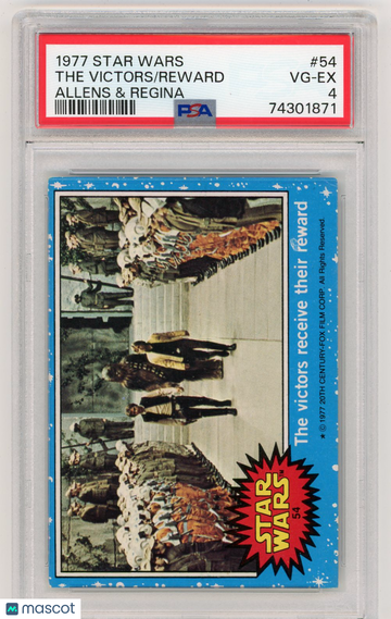 1977 Star Wars Allens & Regina The Victors Receive their Reward #54 PSA 4