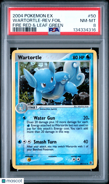 2004 Pokemon EX Fire Red & Leaf Green Wartortle-Rev. Foil PSA 8 #50