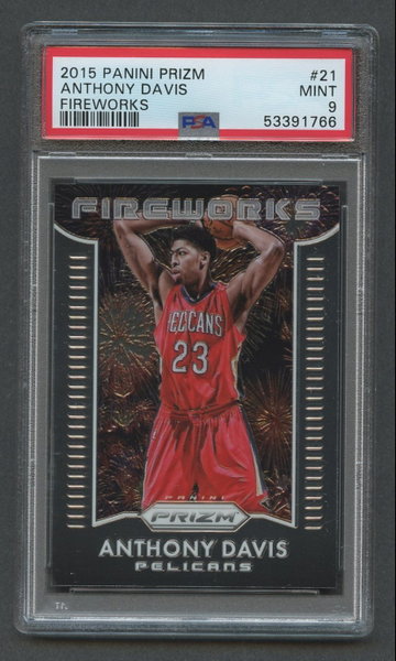 2015 Prizm Fireworks ANTHONY DAVIS #21 PSA 9 MINT