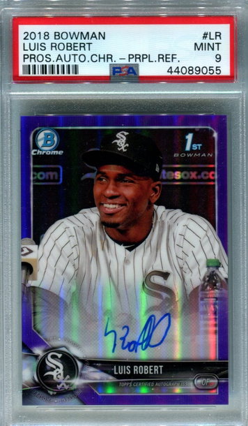 2018 Bowman Chrome Luis Robert purple refractor auto /250 PSA 9