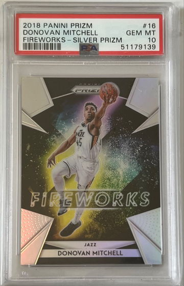 2018 Panini Prizm Donovan Mitchell Fireworks Silver PSA 10 Jazz