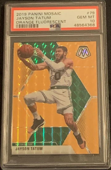 Jayson Tatum 2019 Mosaic Orange Fluorescent # 11/25 PSA 10