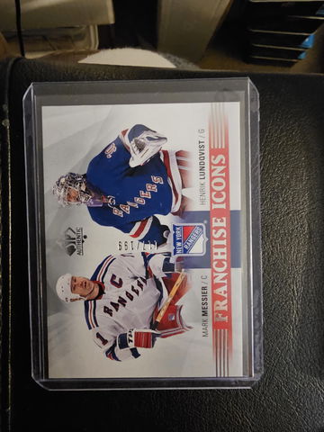 2015 16 SP Authentic Franchise Icons #117/199 Mark Messier Henrik Lundqvist NYR