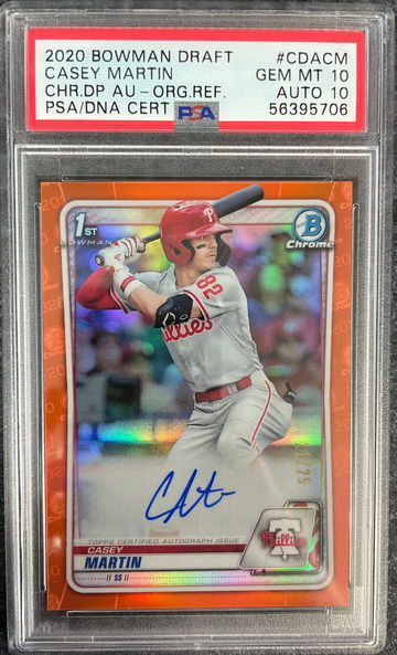 2020 Bowman Draft Casey Martin Orange Refractor Auto PSA 10 GEM MINT