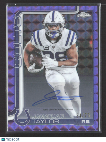 2025 Topps Chrome Football Jonathan Taylor #BA-JT Purple Diamond Refractor 34/75 Auto