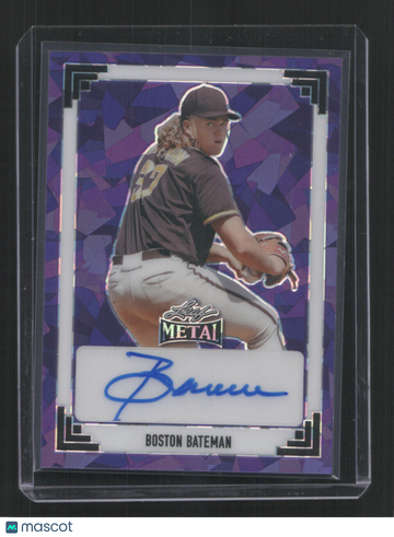 2024 LEAF METAL BASEBALL BOSTON BATEMAN #91A-BB1 6/7 PURPLE CRACKED ICE AUTO