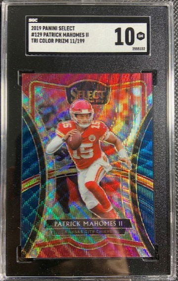 2019 PANINI SELECT PATRICK MAHOMES TRI COLOR PRIZM SGC 10 GEM MINT 11/199 