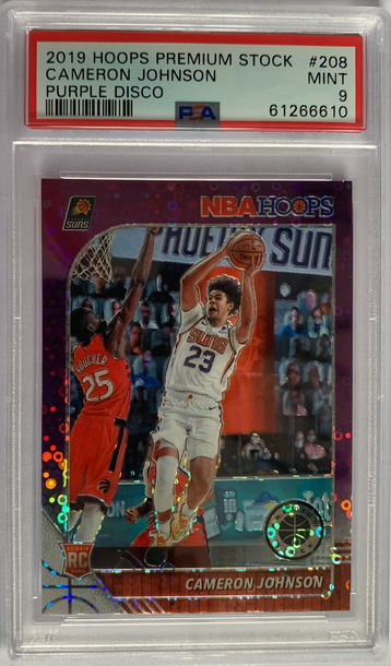 2019 Hoops Premium Stock Cameron Johnson Purple Disco PSA 10