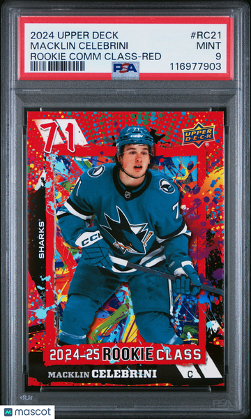 2024 Upper Deck Rookie Commemorative Class Macklin Celebrini #RC21 Red PSA 9