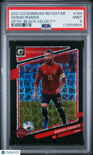 2021 Panini Donruss Road To Qatar Sergio Ramos #144 Optic Black Velocity PSA 9